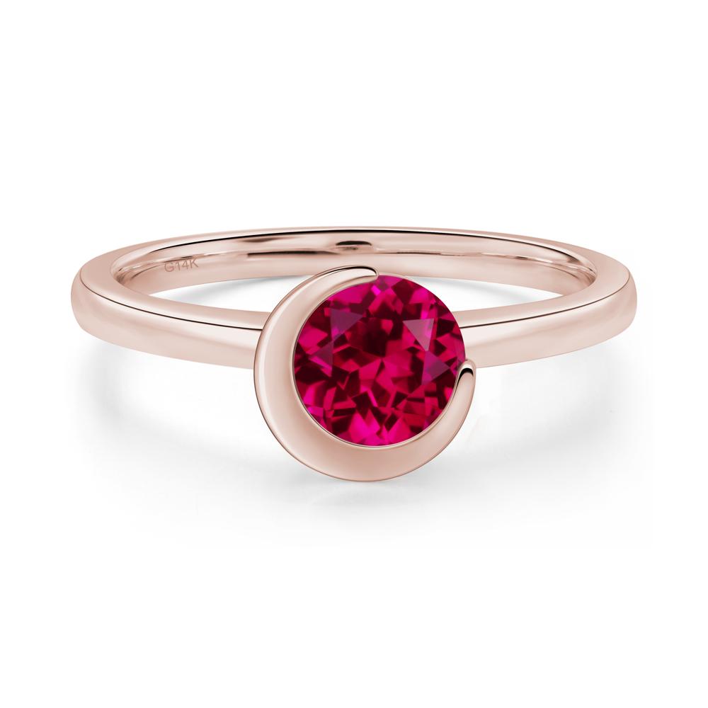 Ruby Unique Bezel Set Engagement Ring - LUO Jewelry #metal_14k rose gold