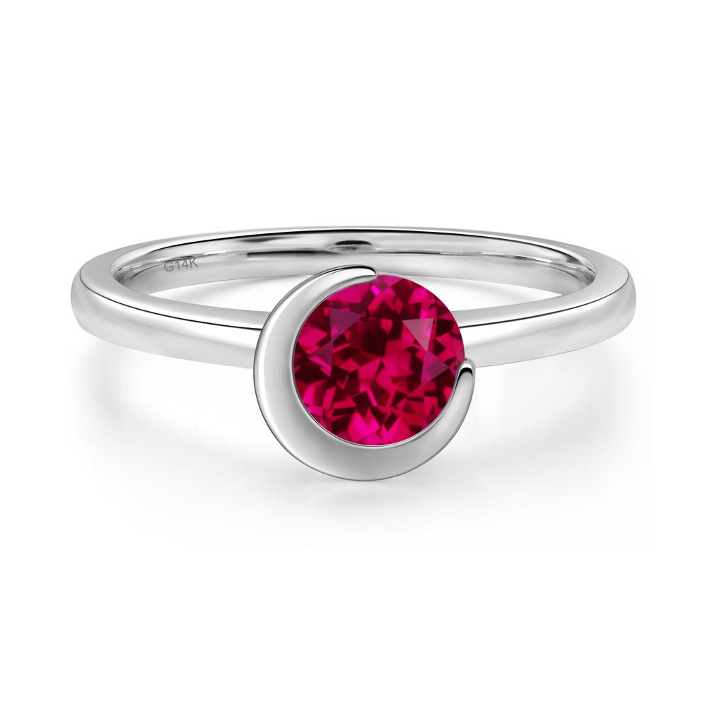 Ruby Unique Bezel Set Engagement Ring - LUO Jewelry #metal_14k white gold