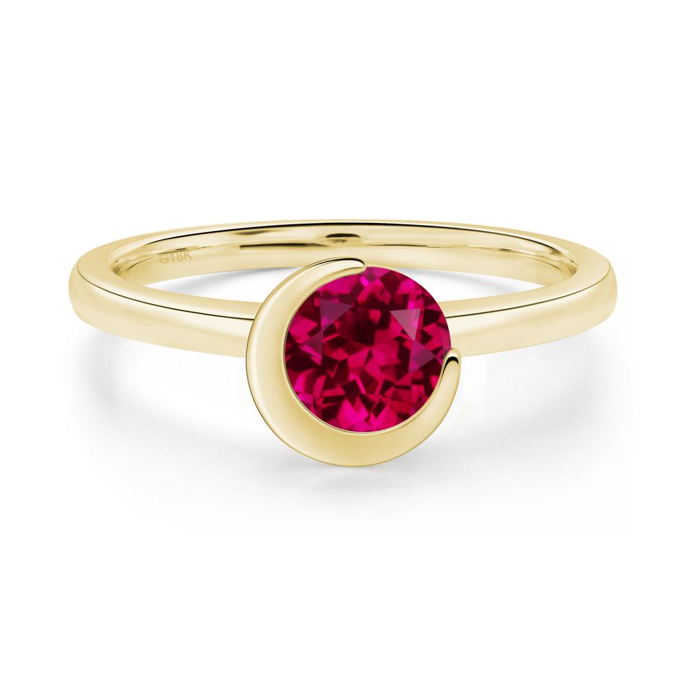 Ruby Unique Bezel Set Engagement Ring - LUO Jewelry #metal_18k yellow gold