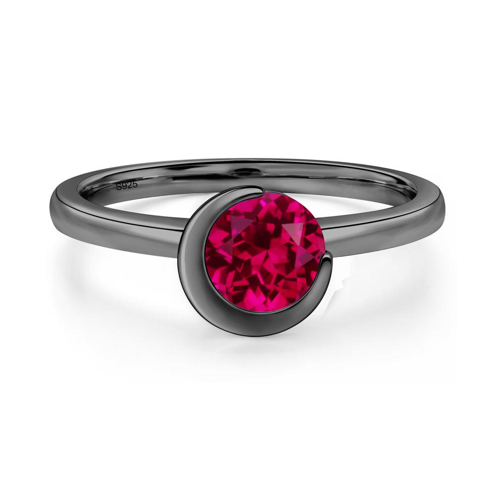 Ruby Unique Bezel Set Engagement Ring - LUO Jewelry #metal_black finish sterling silver