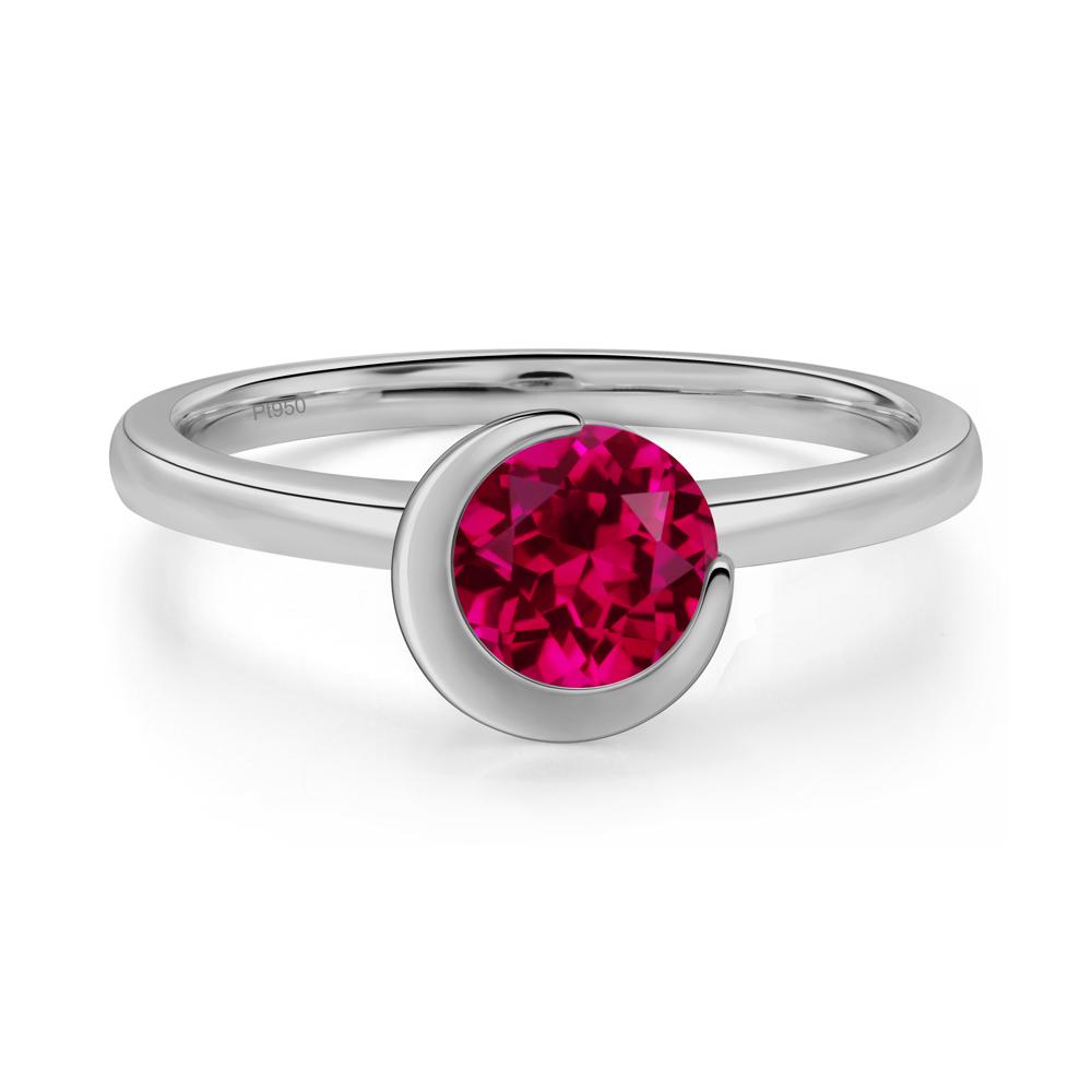 Ruby Unique Bezel Set Engagement Ring - LUO Jewelry #metal_platinum