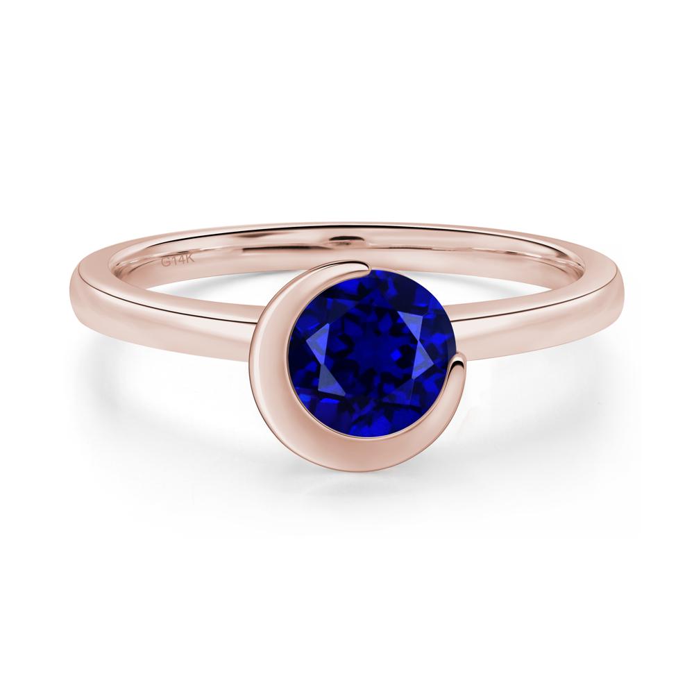 Sapphire Crescent Moon Ring - LUO Jewelry #metal_14k rose gold