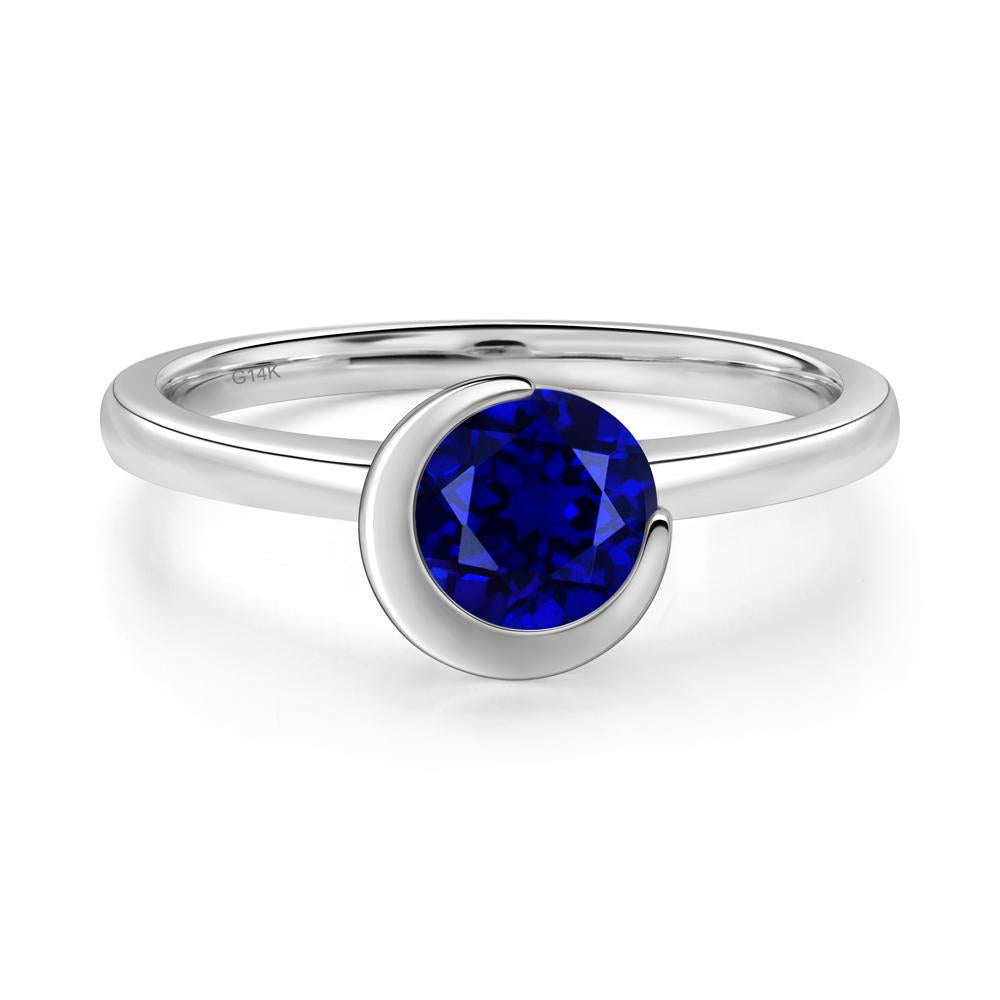 Sapphire Crescent Moon Ring - LUO Jewelry #metal_14k white gold