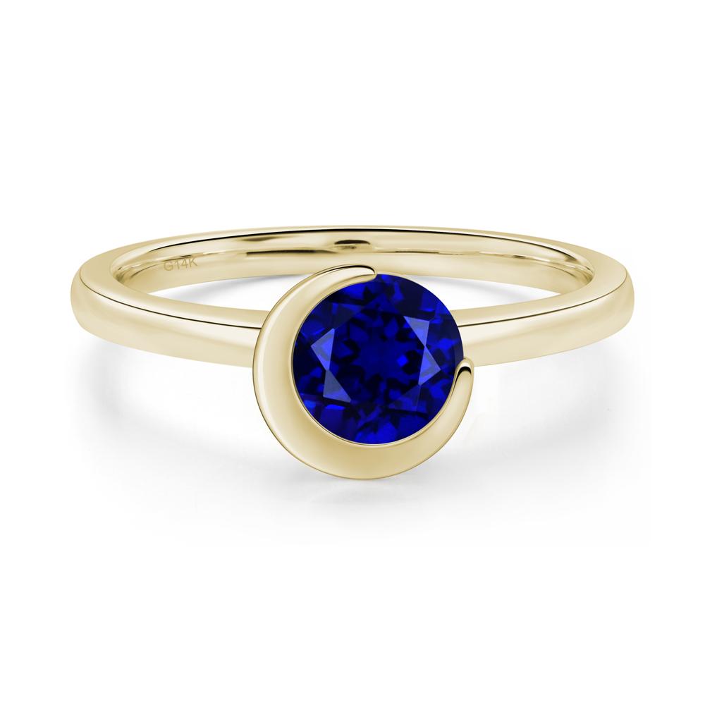 Sapphire Crescent Moon Ring - LUO Jewelry #metal_14k yellow gold