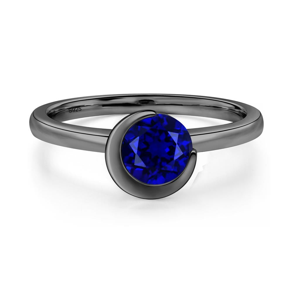 Sapphire Crescent Moon Ring - LUO Jewelry #metal_black finish sterling silver