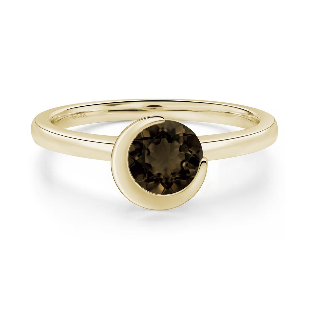 Smoky Quartz Crescent Moon Ring - LUO Jewelry #metal_14k yellow gold