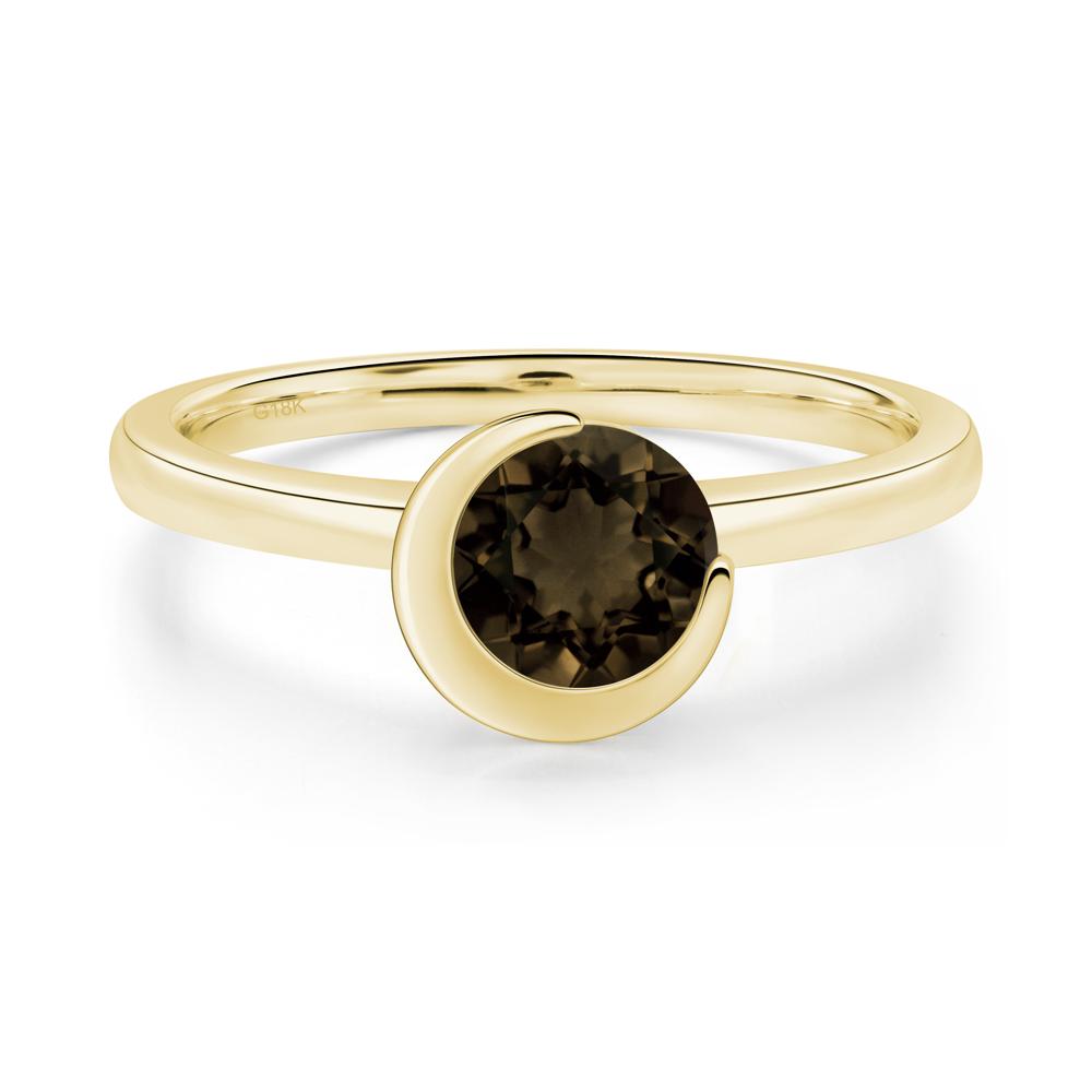 Smoky Quartz Crescent Moon Ring - LUO Jewelry #metal_18k yellow gold