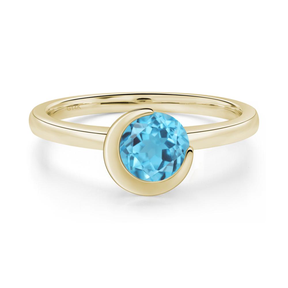 Swiss Blue Topaz Crescent Moon Ring - LUO Jewelry #metal_14k yellow gold