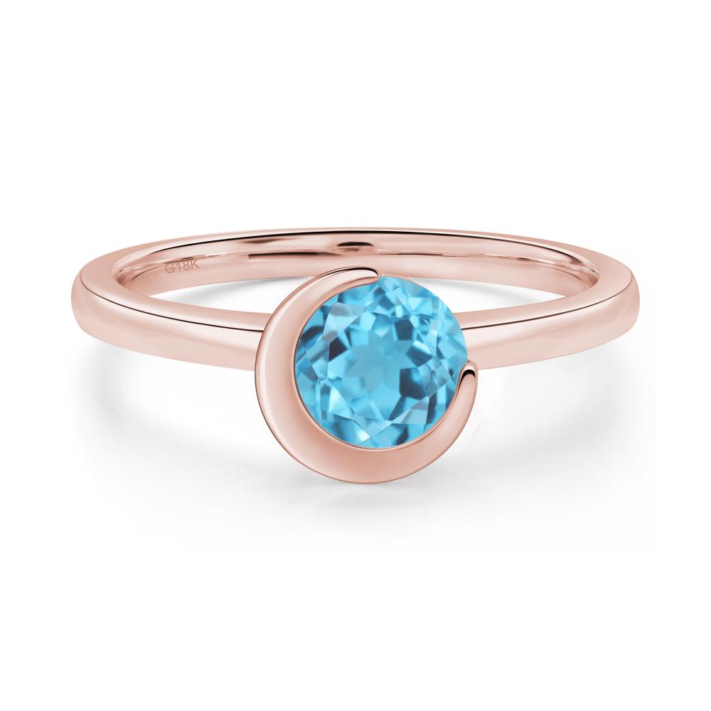 Swiss Blue Topaz Crescent Moon Ring - LUO Jewelry #metal_18k rose gold