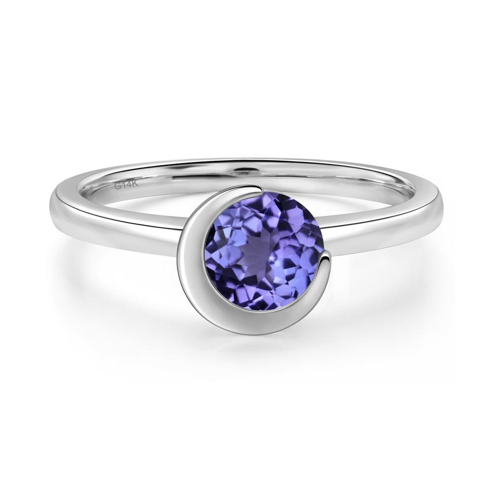 Tanzanite Moon Engagement Ring - LUO Jewelry #metal_14k white gold