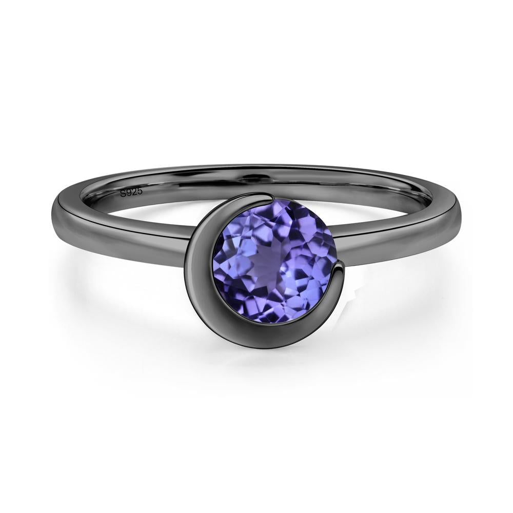 Tanzanite Moon Engagement Ring - LUO Jewelry #metal_black finish sterling silver