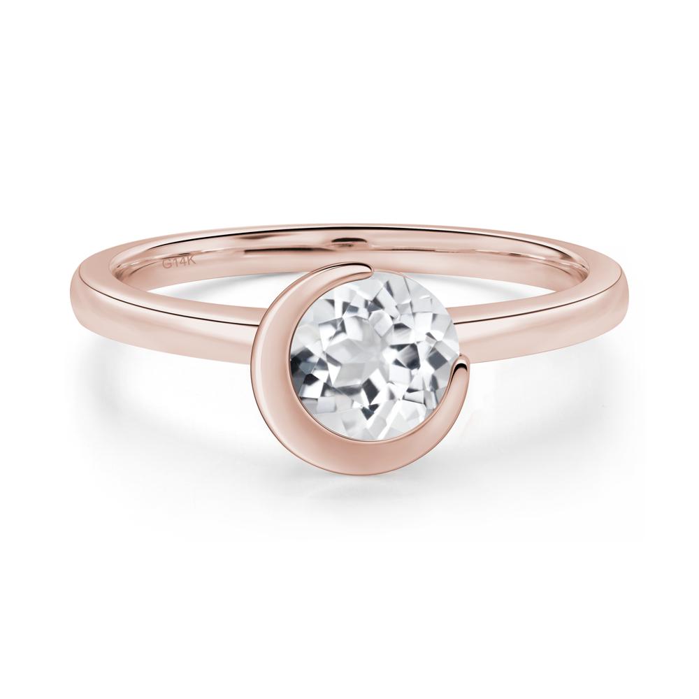 White Topaz Moon Engagement Ring - LUO Jewelry #metal_14k rose gold