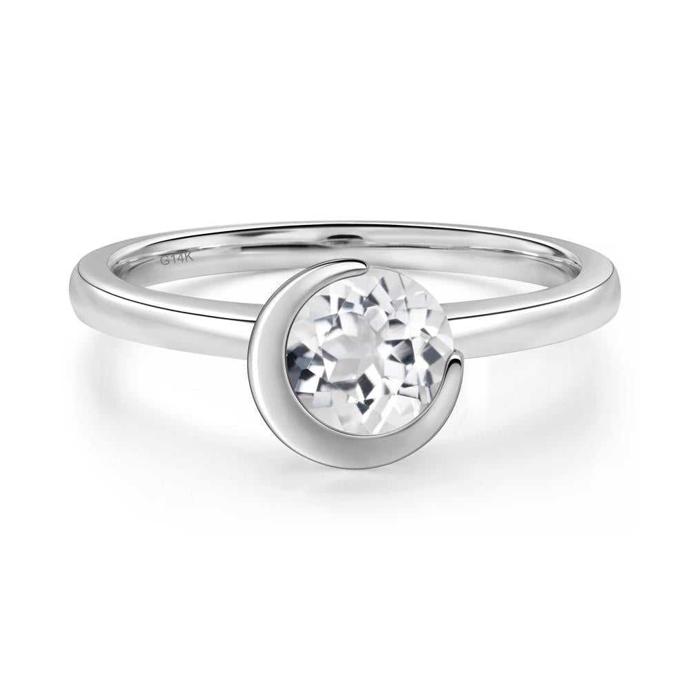 White Topaz Moon Engagement Ring - LUO Jewelry #metal_14k white gold