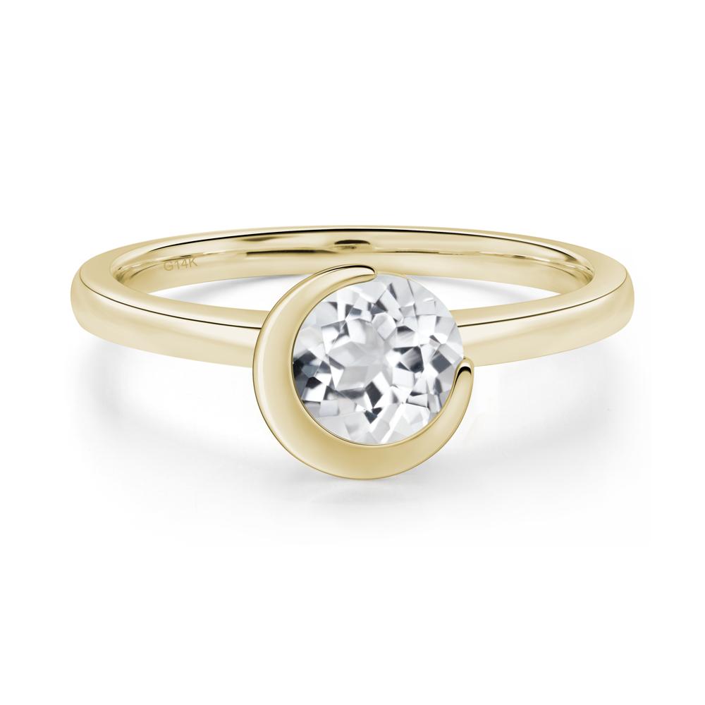 White Topaz Moon Engagement Ring - LUO Jewelry #metal_14k yellow gold