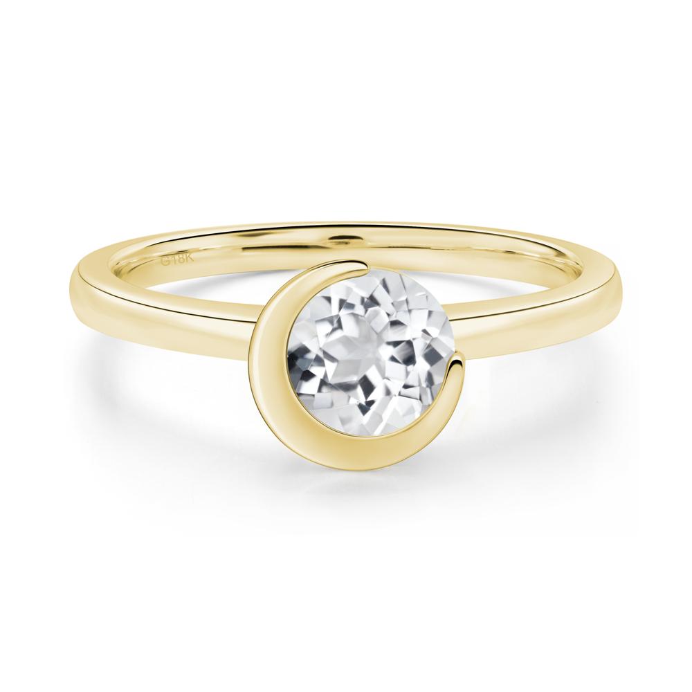 White Topaz Moon Engagement Ring - LUO Jewelry #metal_18k yellow gold