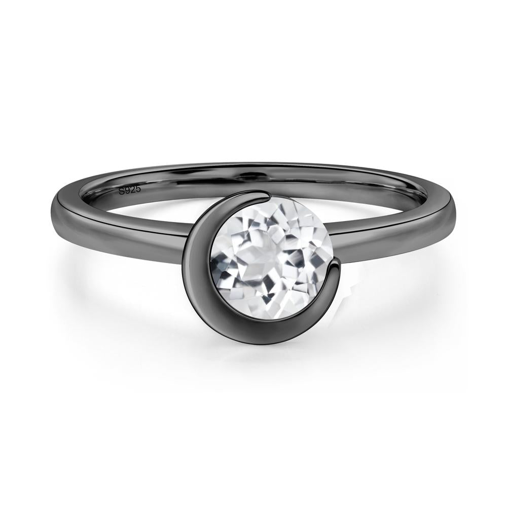 White Topaz Moon Engagement Ring - LUO Jewelry #metal_black finish sterling silver