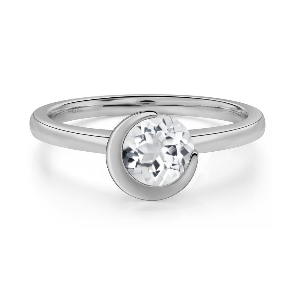 White Topaz Moon Engagement Ring - LUO Jewelry #metal_platinum