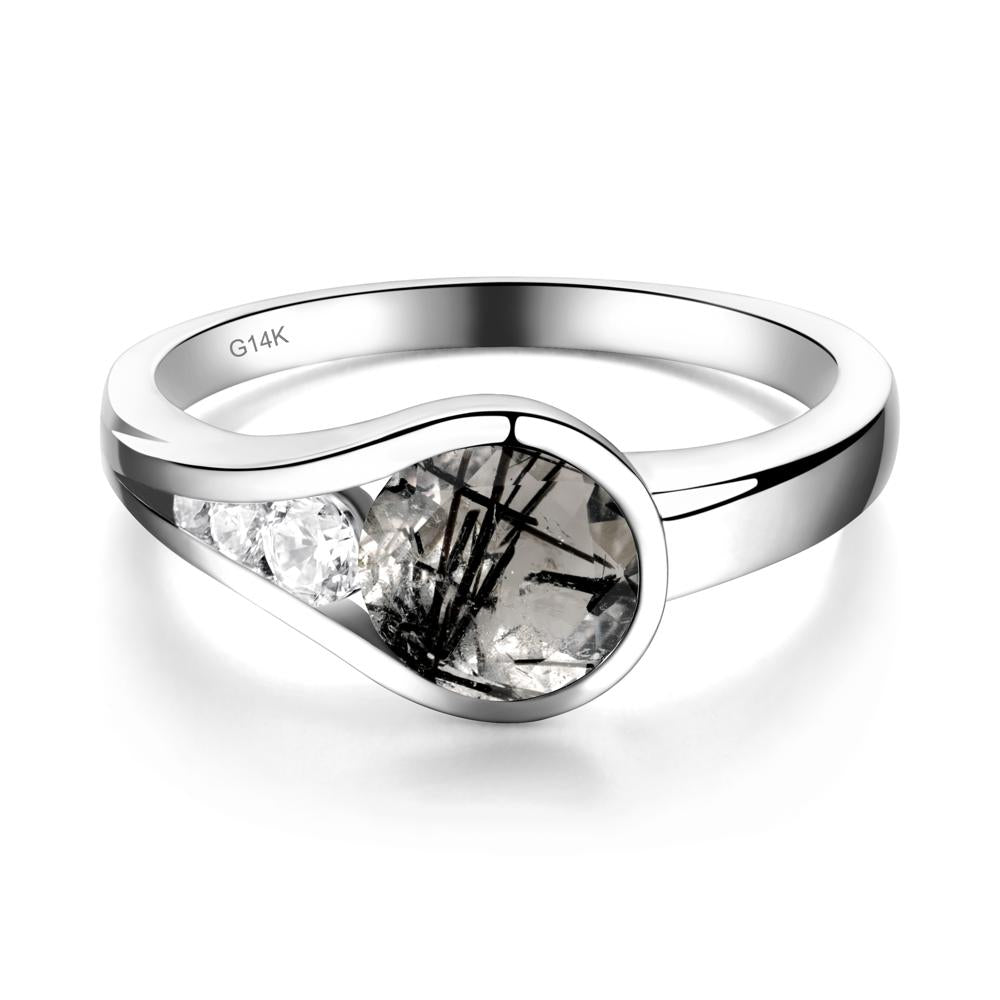 Black Rutilated Quartz Rupert's Drop Ring - LUO Jewelry #metal_14k white gold