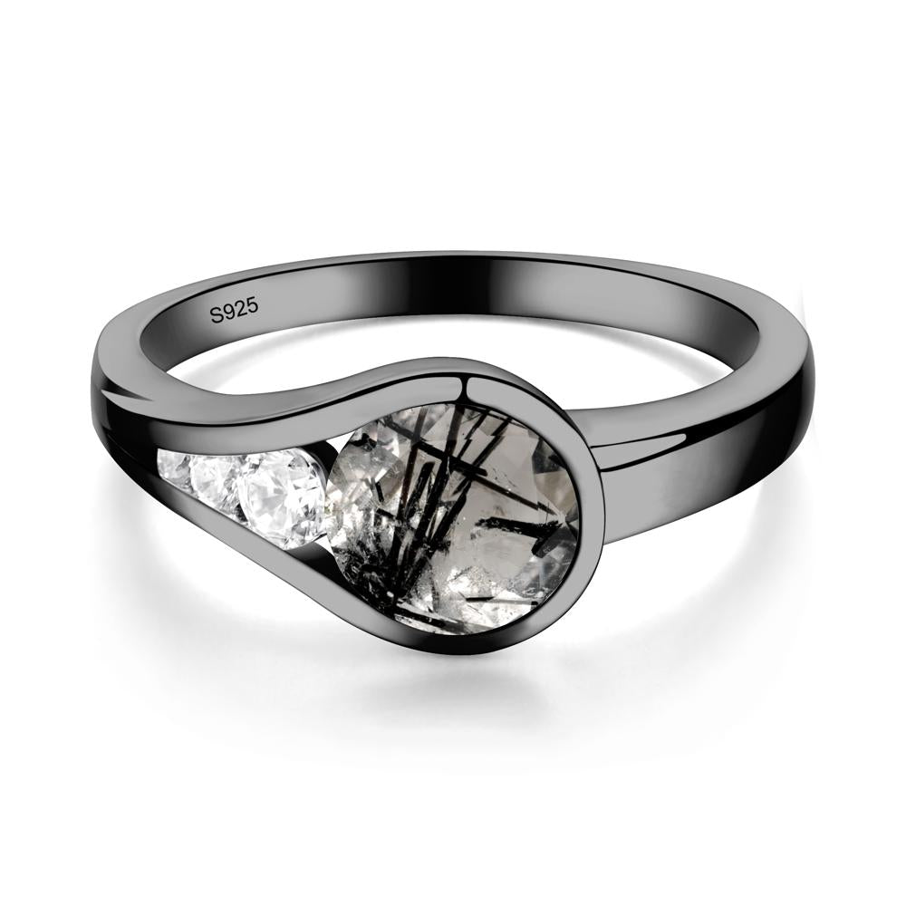 Black Rutilated Quartz Rupert's Drop Ring - LUO Jewelry #metal_black finish sterling silver