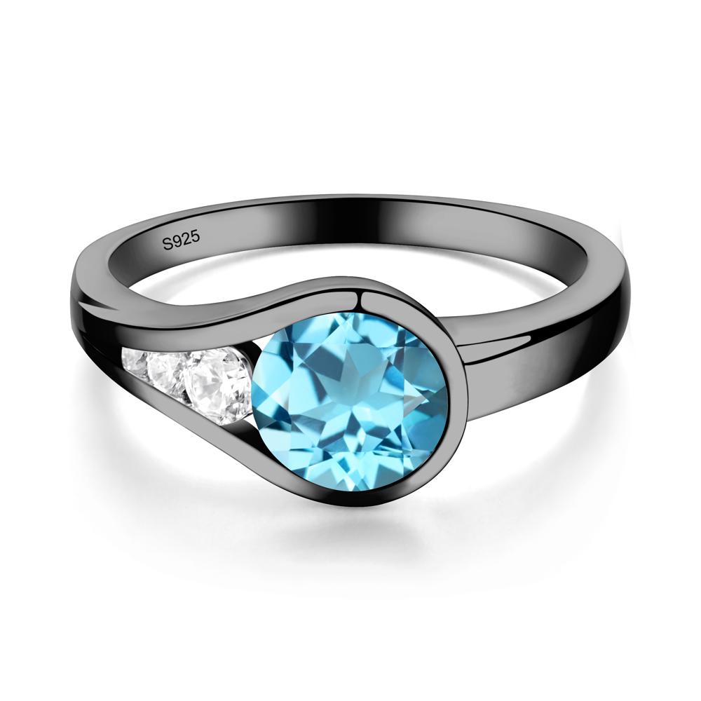 Prince Rupert's Drop Swiss Blue Topaz Ring - LUO Jewelry #metal_black finish sterling silver