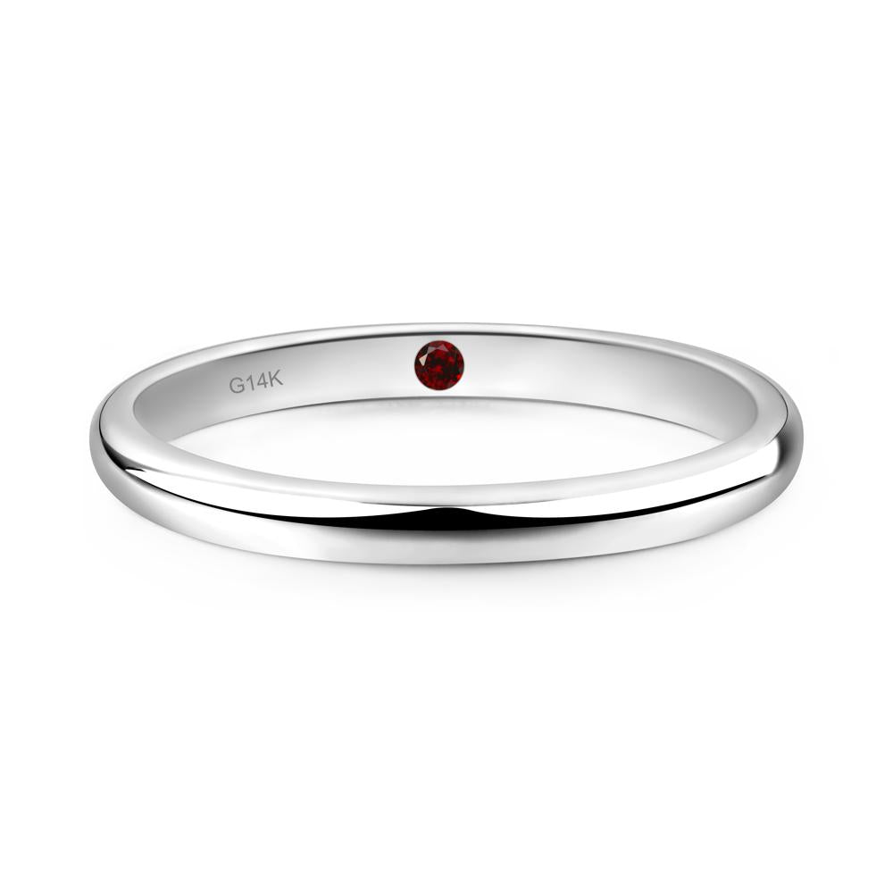 Garnet Plain Band Ring - LUO Jewelry #metal_14k white gold