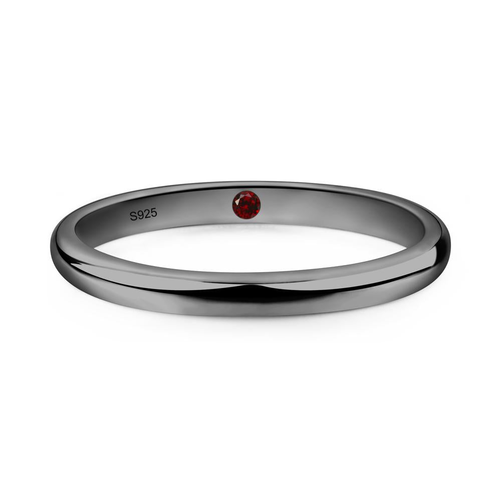 Garnet Plain Band Ring - LUO Jewelry #metal_black finish sterling silver