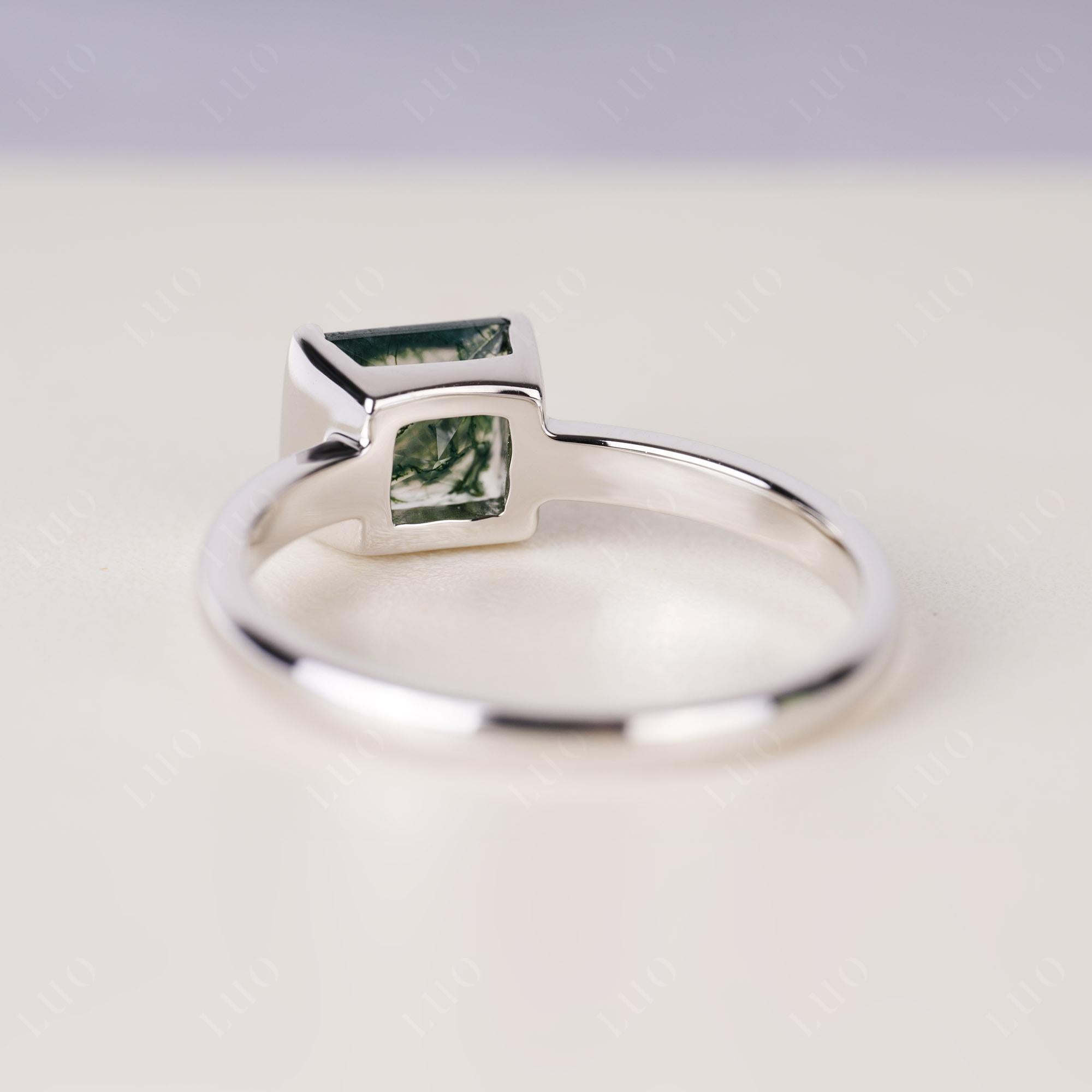 Moss Agate Simple Princess Cut Engagement Ring | LUO Jewelry