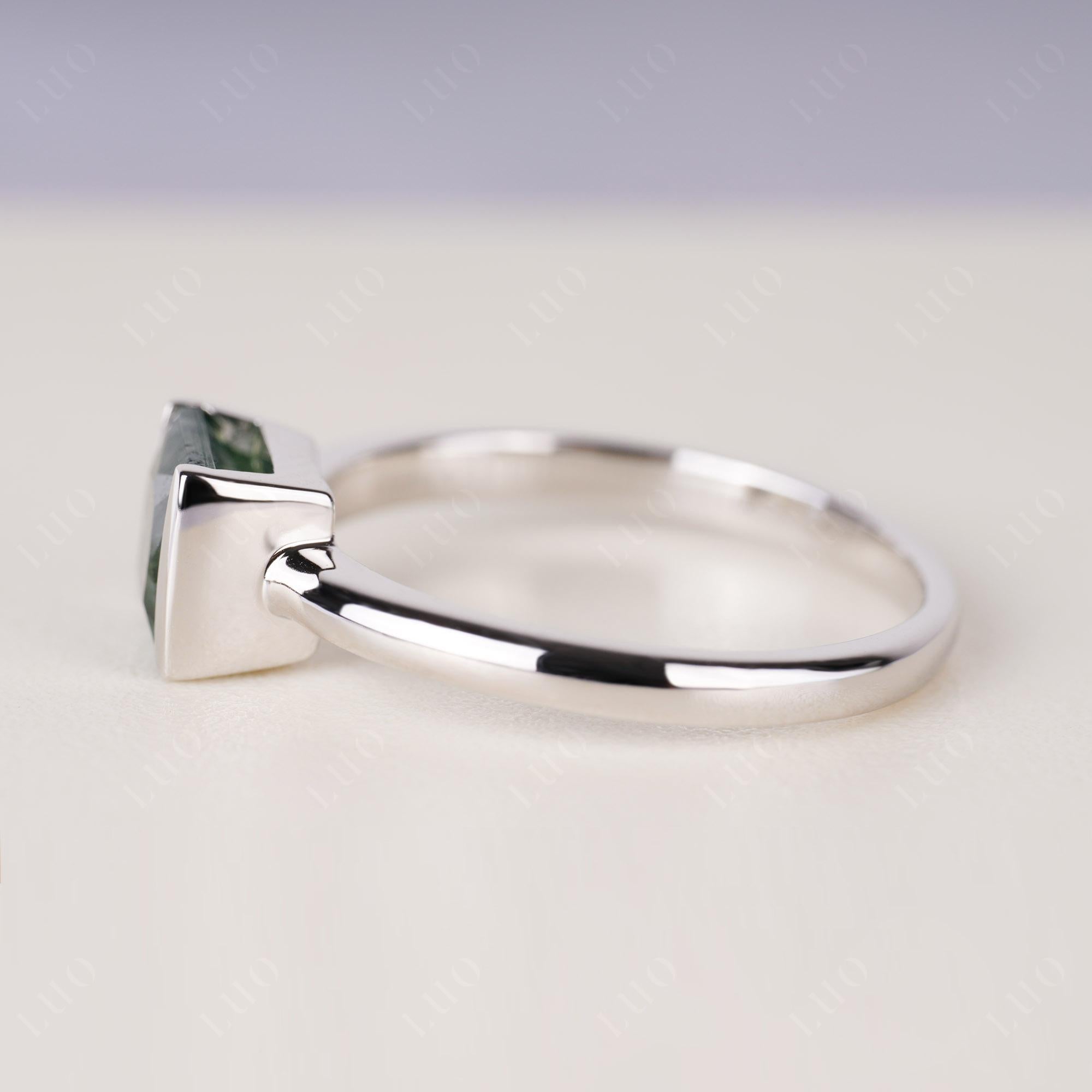 Moss Agate Simple Princess Cut Engagement Ring | LUO Jewelry