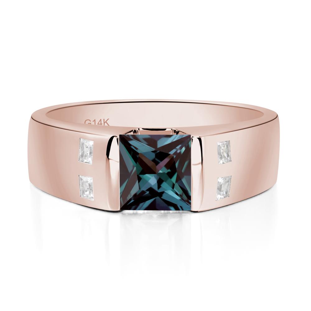 Alexandrite Band Ring for Men - LUO Jewelry #metal_14k rose gold