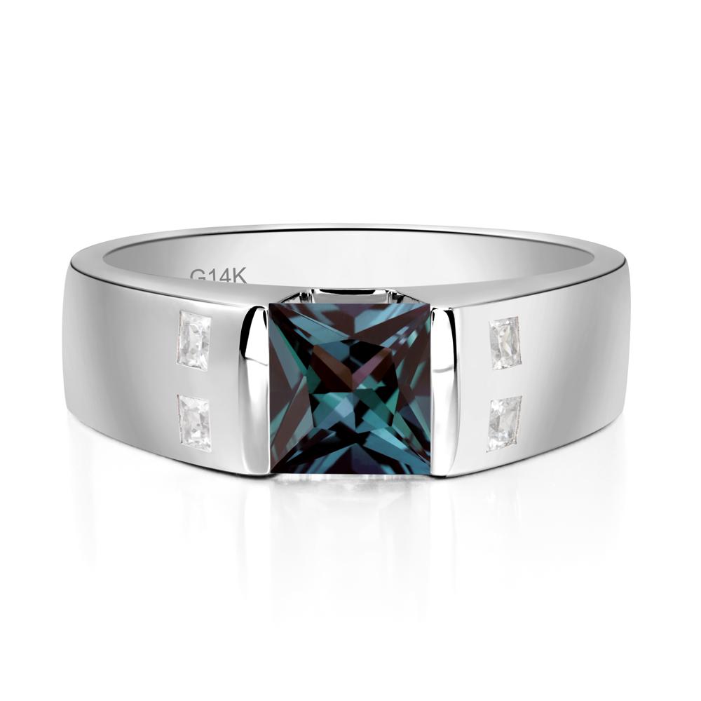 Alexandrite Band Ring for Men - LUO Jewelry #metal_14k white gold