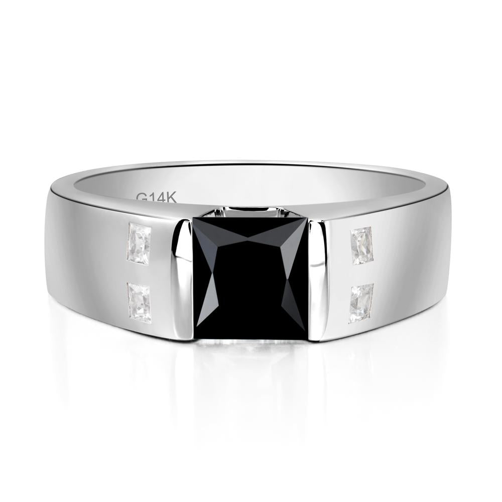 Black Spinel Band Ring for Men - LUO Jewelry #metal_14k white gold