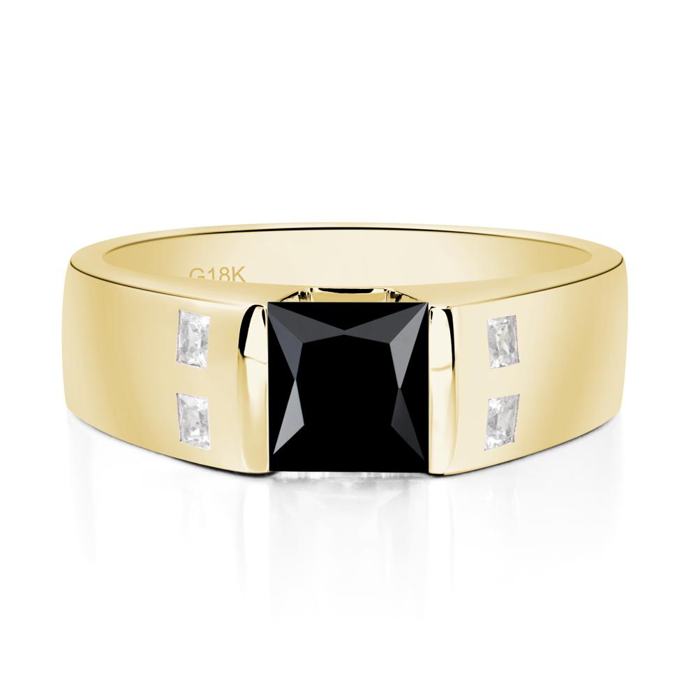 Black Spinel Band Ring for Men - LUO Jewelry #metal_18k yellow gold