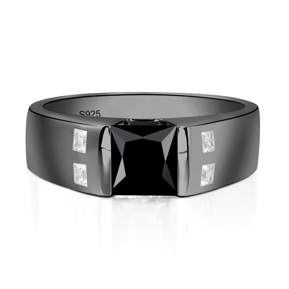 Black Spinel Band Ring for Men - LUO Jewelry #metal_black finish sterling silver