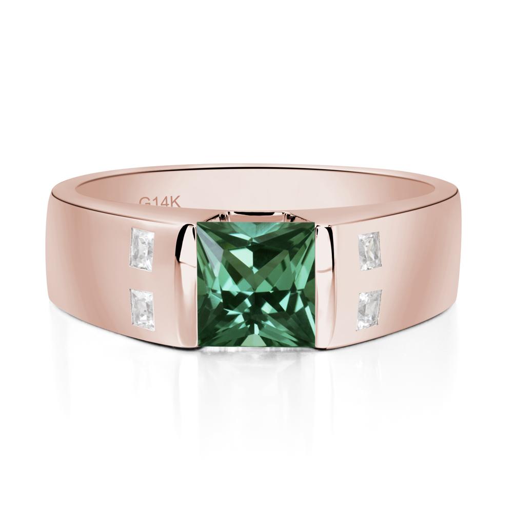 Green Sapphire Band Ring for Men - LUO Jewelry #metal_14k rose gold