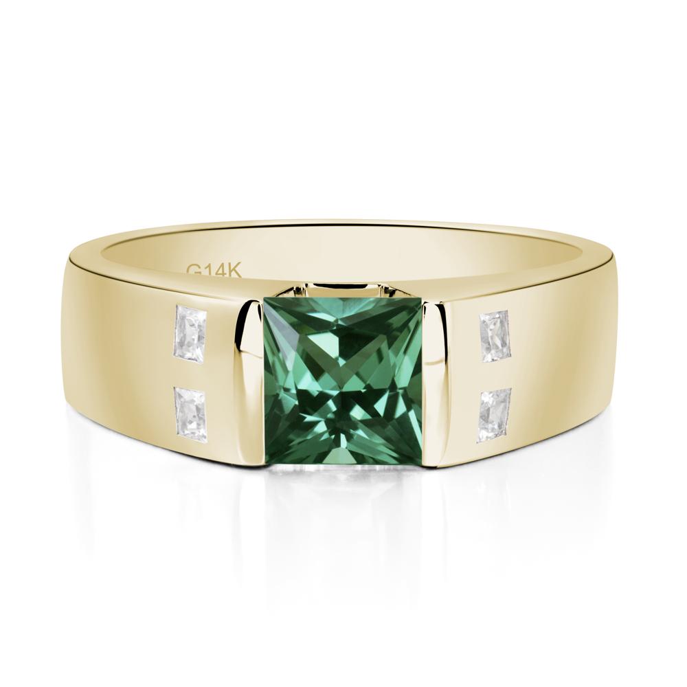 Green Sapphire Band Ring for Men - LUO Jewelry #metal_14k yellow gold