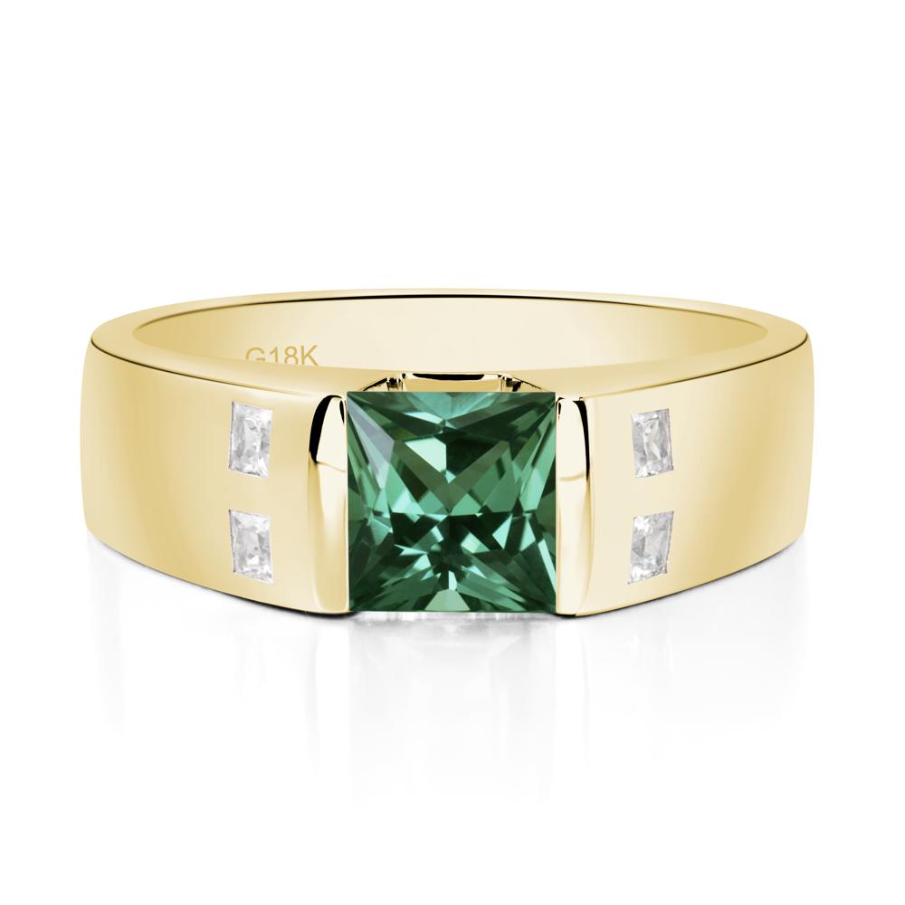 Green Sapphire Band Ring for Men - LUO Jewelry #metal_18k yellow gold