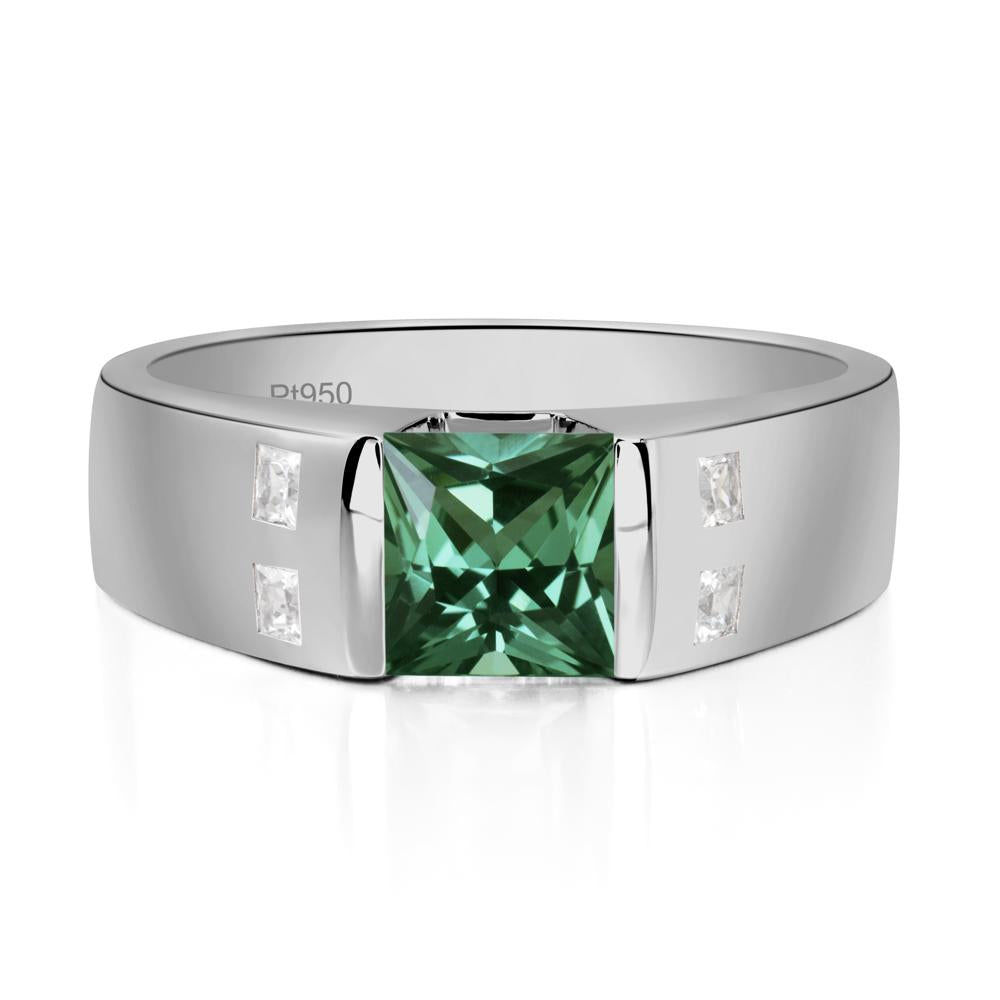 Green Sapphire Band Ring for Men - LUO Jewelry #metal_platinum