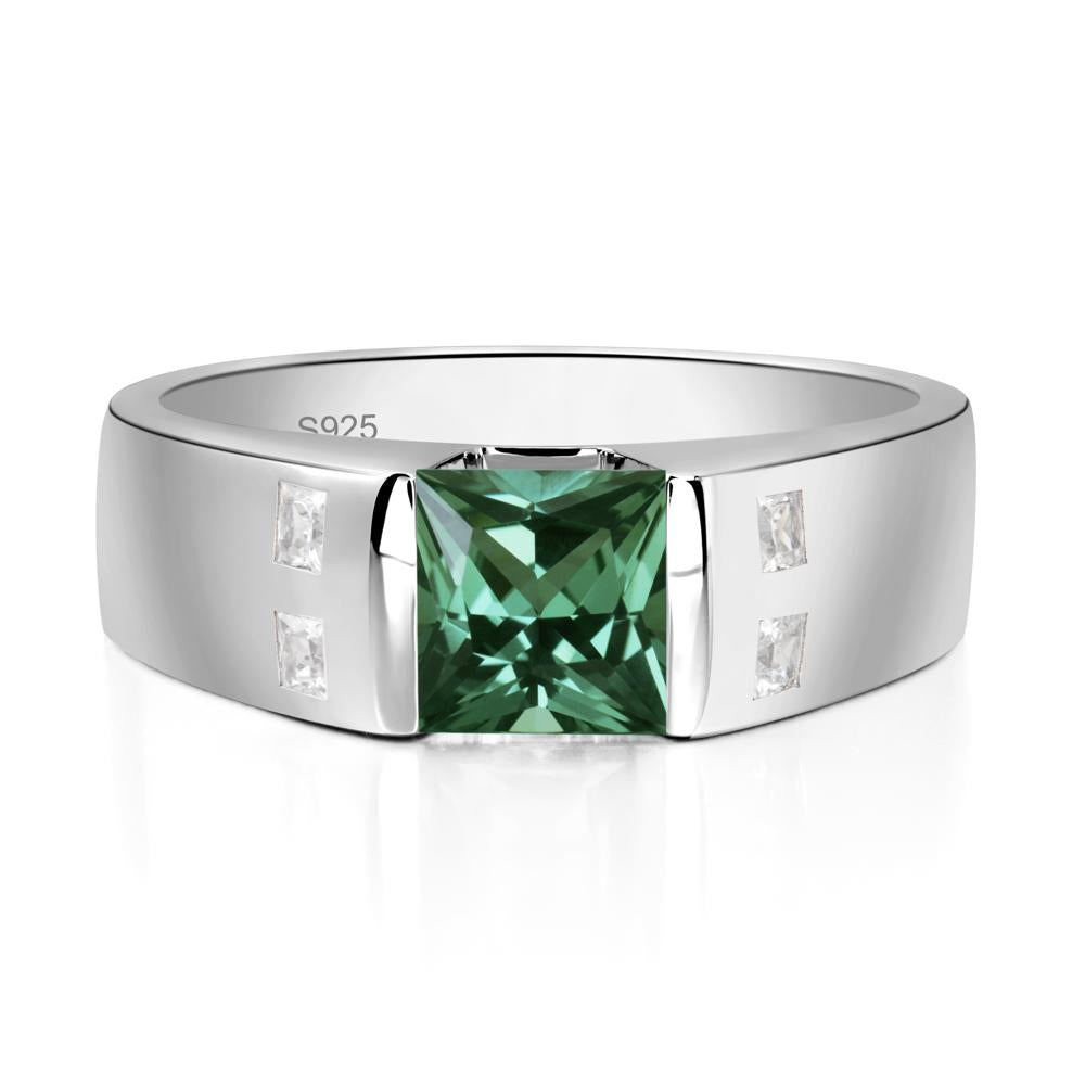 Green Sapphire Band Ring for Men - LUO Jewelry #metal_sterling silver