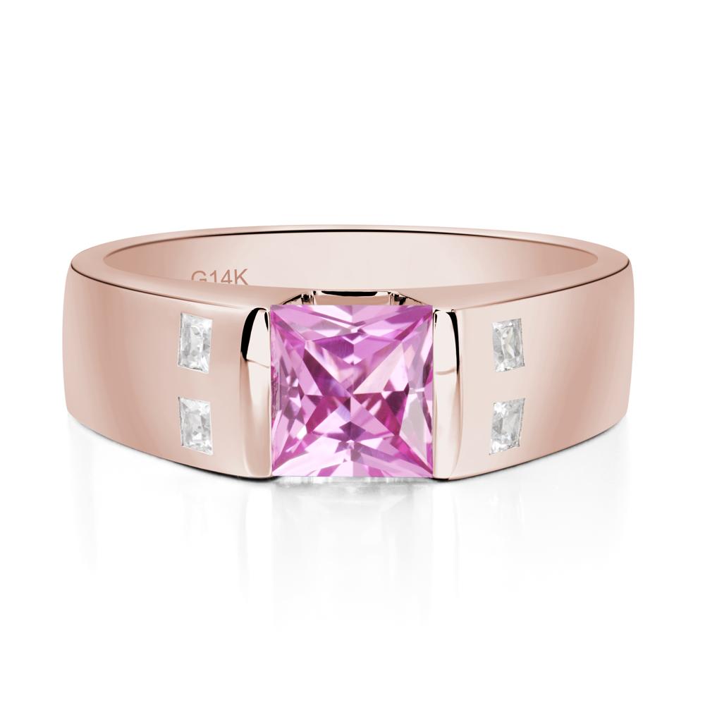 Pink Sapphire Band Ring for Men - LUO Jewelry #metal_14k rose gold