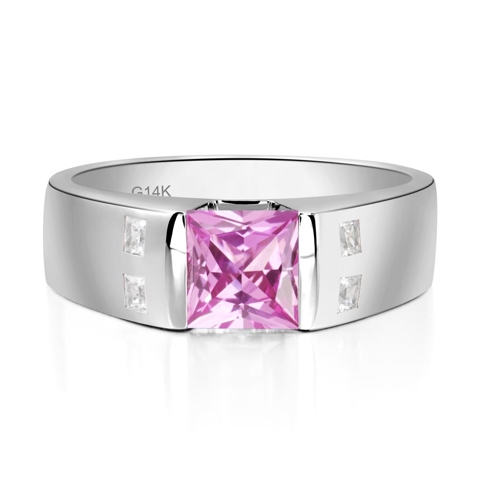 Pink Sapphire Band Ring for Men - LUO Jewelry #metal_14k white gold