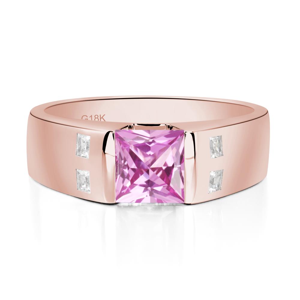 Pink Sapphire Band Ring for Men - LUO Jewelry #metal_18k rose gold