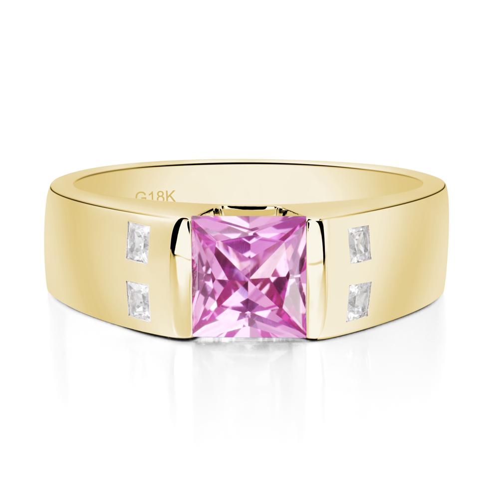 Pink Sapphire Band Ring for Men - LUO Jewelry #metal_18k yellow gold