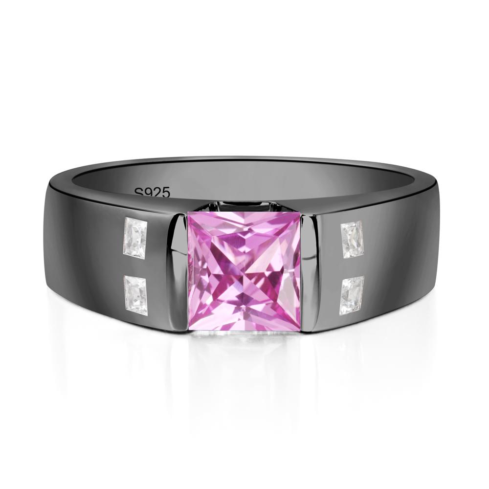 Pink Sapphire Band Ring for Men - LUO Jewelry #metal_black finish sterling silver