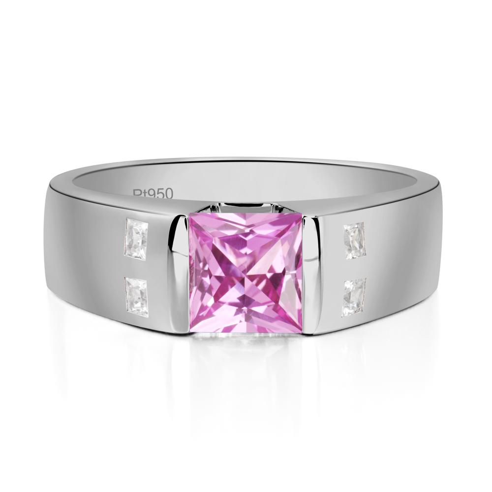 Pink Sapphire Band Ring for Men - LUO Jewelry #metal_platinum