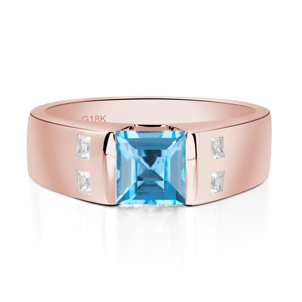 Swiss Blue Topaz Band Ring for Men - LUO Jewelry #metal_18k rose gold