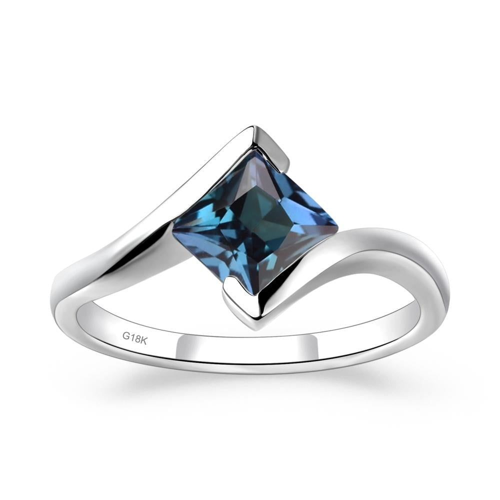 Princess cut alexandrite ring simple engagement ring silver outlet bypass June birthstone ring