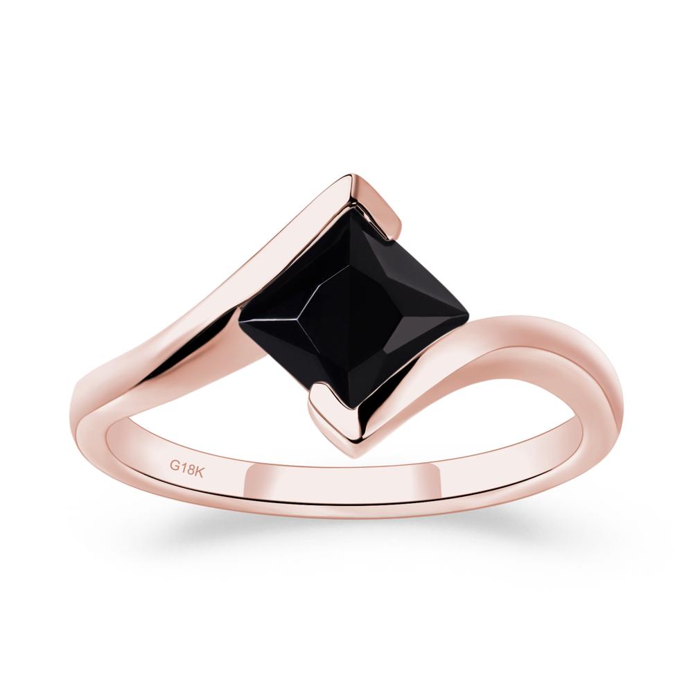 Black Spinel Tension Engagement Ring - LUO Jewelry #metal_18k rose gold