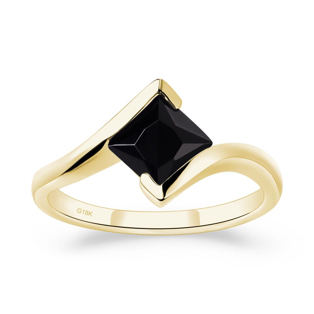 Black Spinel Tension Engagement Ring - LUO Jewelry #metal_18k yellow gold