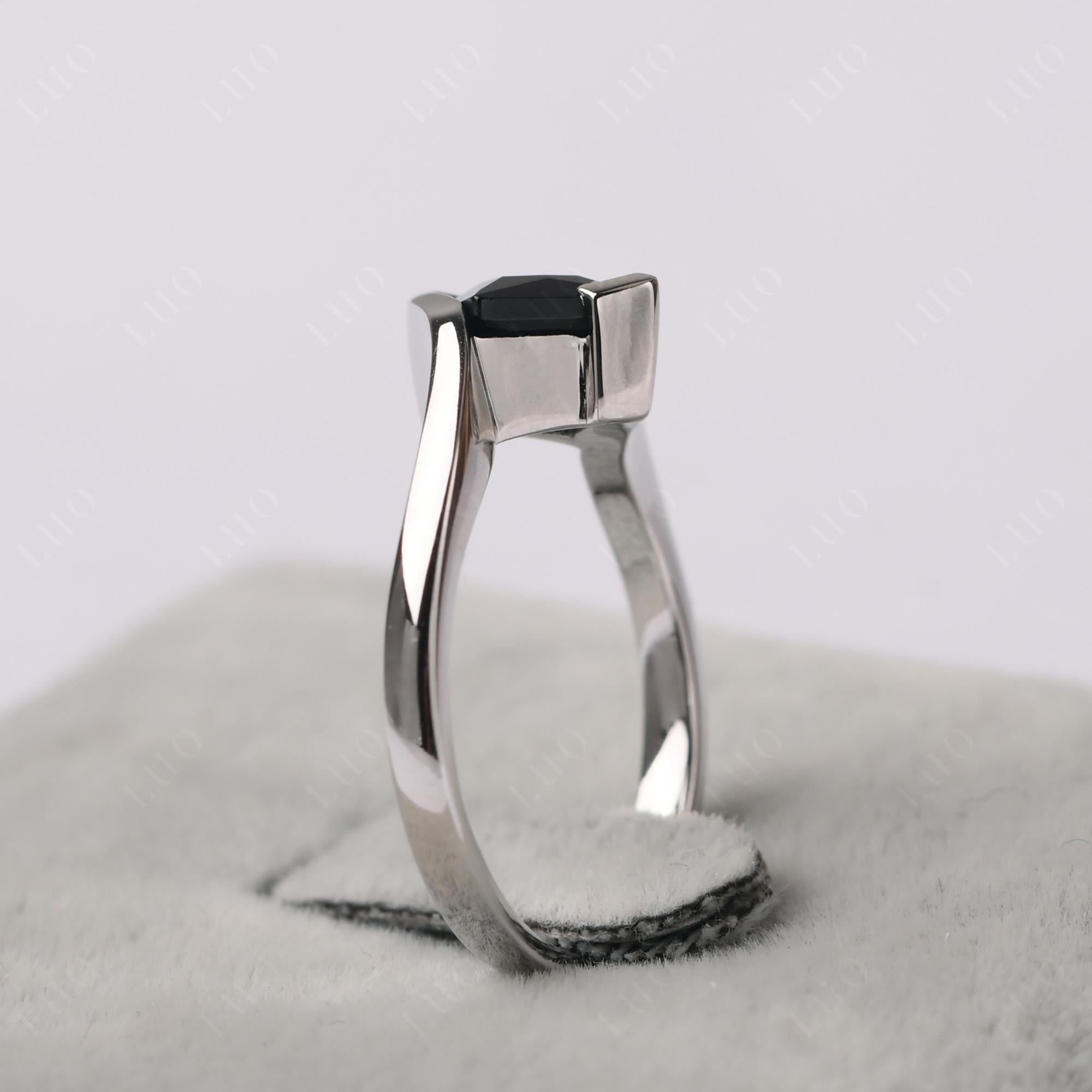 Black Spinel Tension Engagement Ring - LUO Jewelry 