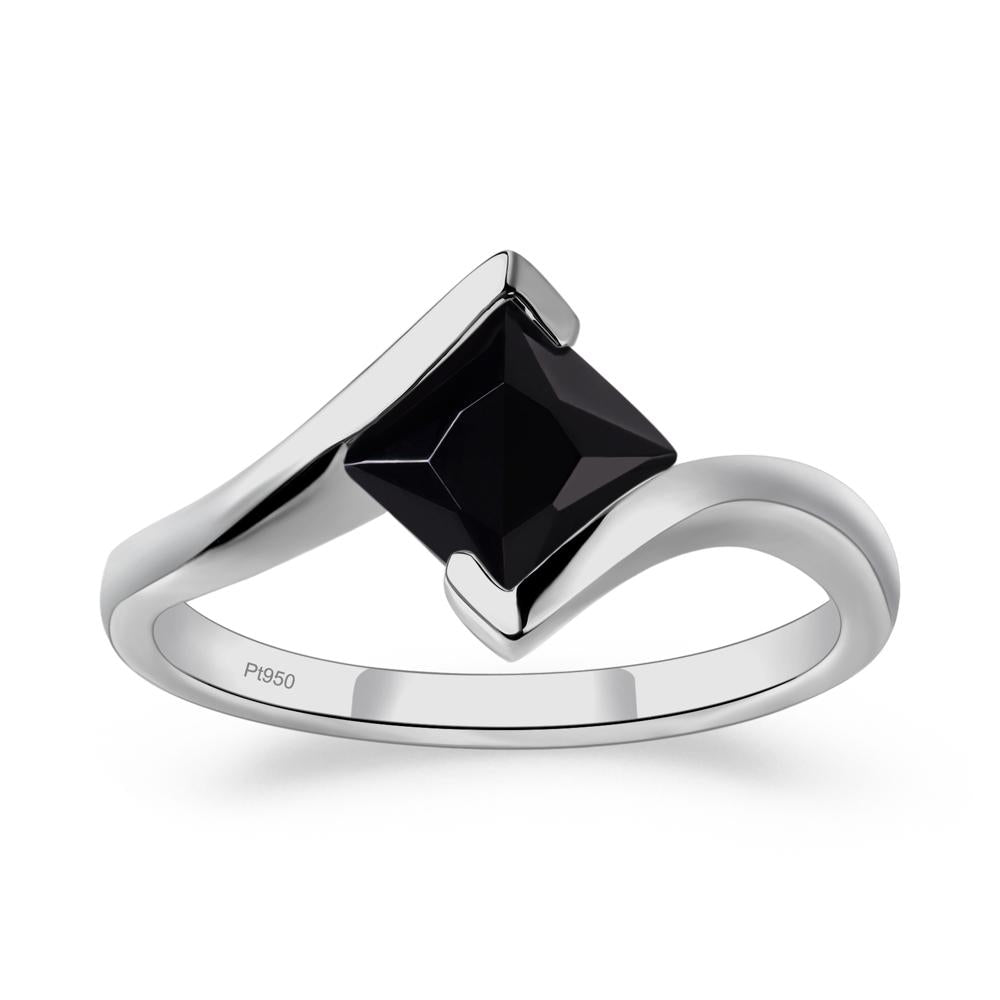 Black Spinel Tension Engagement Ring - LUO Jewelry #metal_platinum